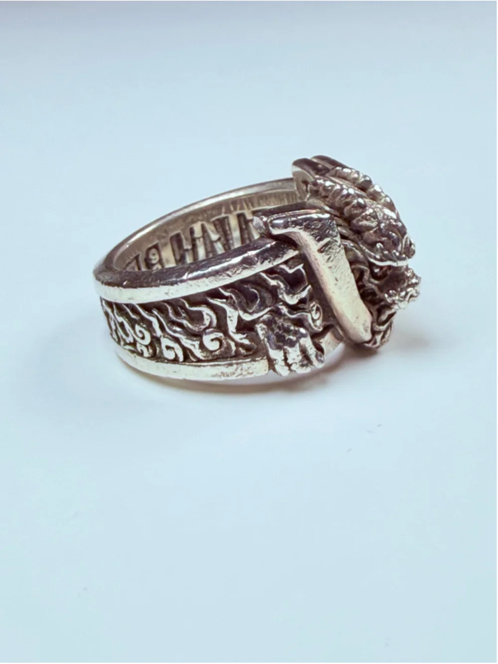 NightRider Bushido Dragon Red Garnet Eye 925 Sterling Silver Warrior Ring $655